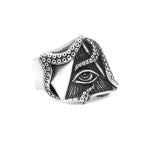 Steel Ring Vintage Masonic Punk Octopus Eyes