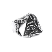 Steel Ring Vintage Masonic Punk Octopus Eyes