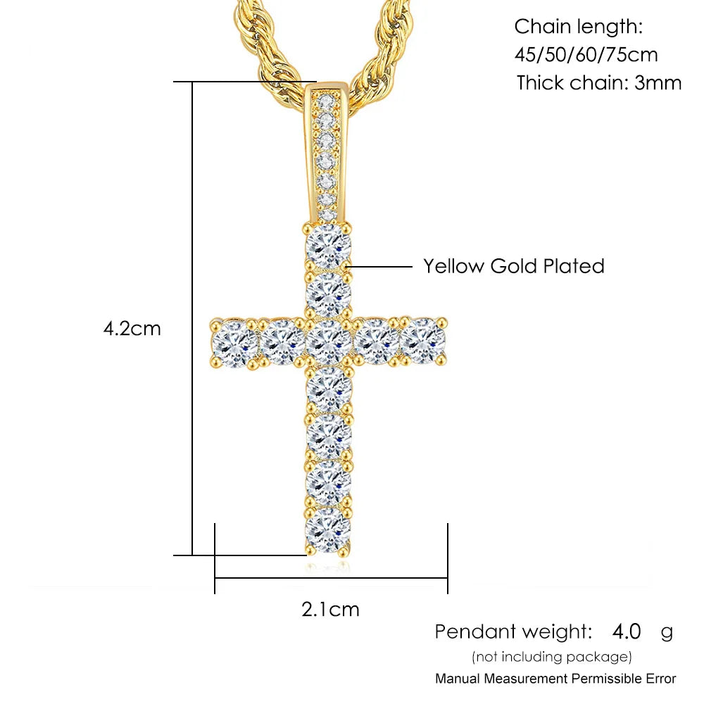 Iced Out CZ Cross Choker Pendant — SS