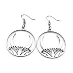 Moon Steel Earrings Gothic Flower Crescent Dangle