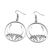 Moon Steel Earrings Gothic Flower Crescent Dangle
