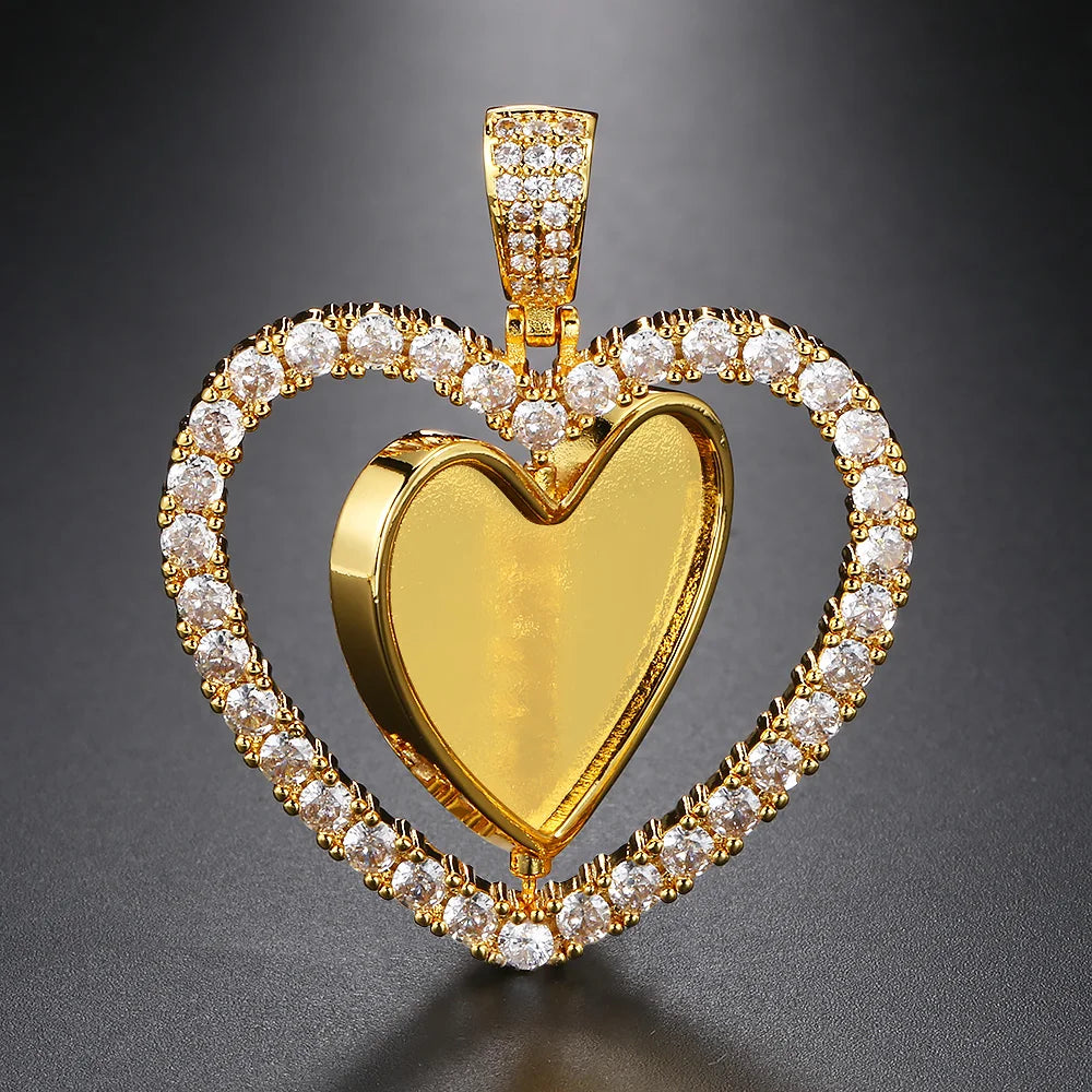 Heart Photo Pendant Necklace Memory