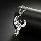 Phoenix Necklace Gift for Woman Men Couple Kid Child Reborn God Bird Supernatural Amulet Pendant Stainless Steel Chain