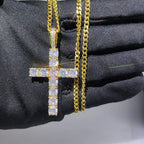 Iced Out Cross Pendant Necklace Stainless Steel CZ