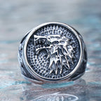 Retro Viking Stainless Steel Wolf Ring Men Biker Ice Wolf House Stark Winterfell Animal Ring Nordic Fashion Jewelry