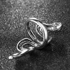 Gothic Snake Adjustable Ring — Silver-Tone Zinc Alloy