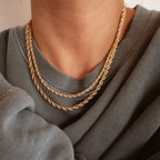 EManco Rope Chain Necklace Stainless Steel Never Fade Waterproof Choker Men Women Jewelry Gold Color Chains 3/4MM Wholesale