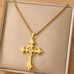 Stainless Steel Necklace Hip Hop Street Creative Fashion Cross Pendant Necklace For Women Jewelry Party Commuter Matching