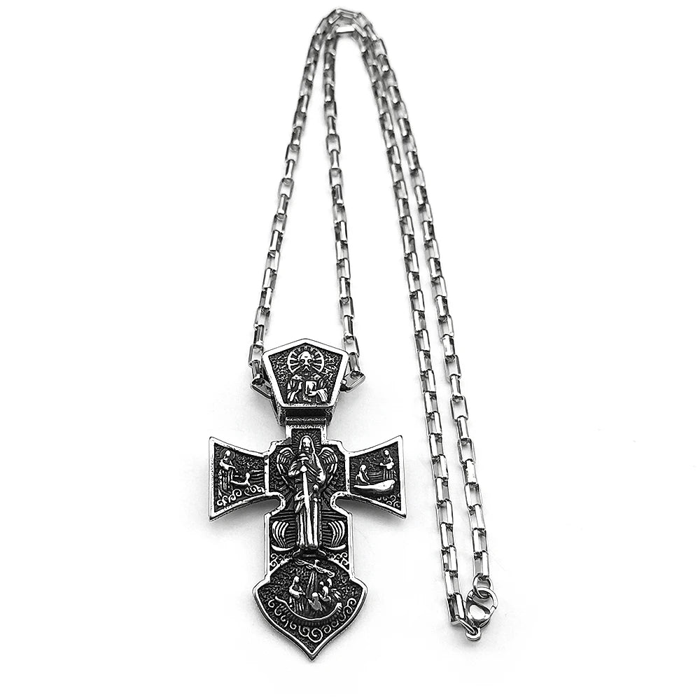 Jesus Cross Pendant Necklace — Stainless Steel 60cm