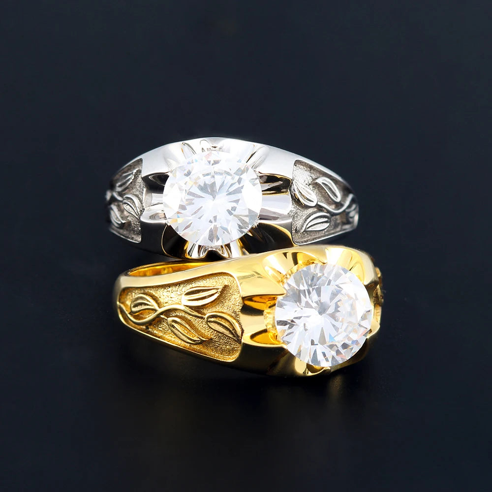 Moissanite Leaf Ring — 925 Silver