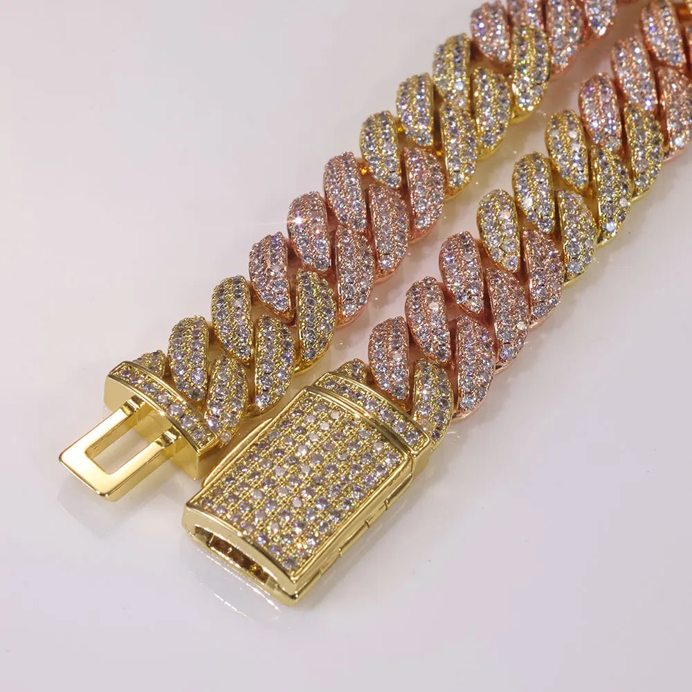 Rose Gold Cuban Chain Necklace Iced Out 10MM