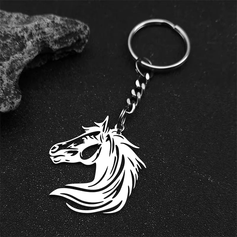 Black Horse Head Pendant Necklace — Stainless Steel