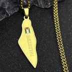 Israel-Palestine Map Pendant Necklace — Gold-Tone