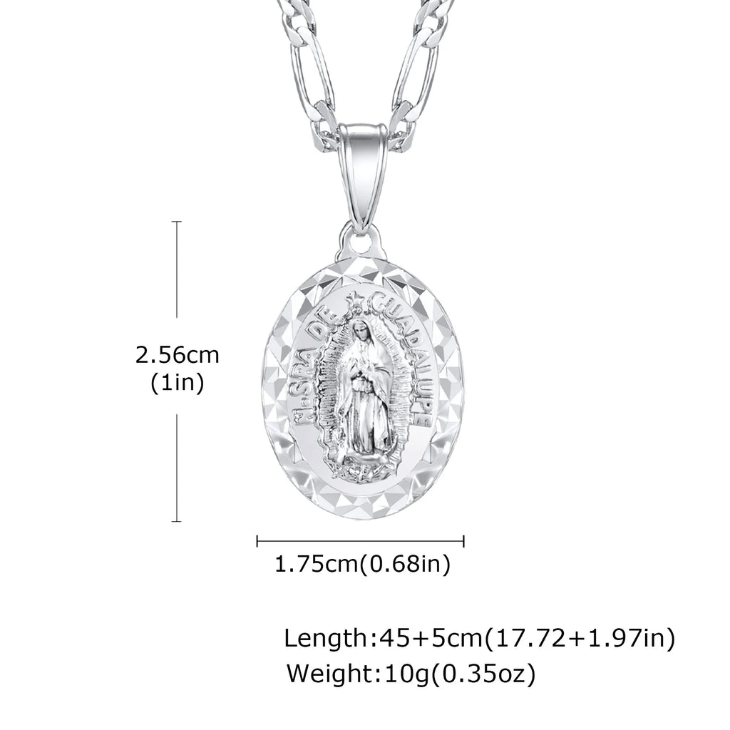 Virgin Mary Figaro Chain Pendant — SS
