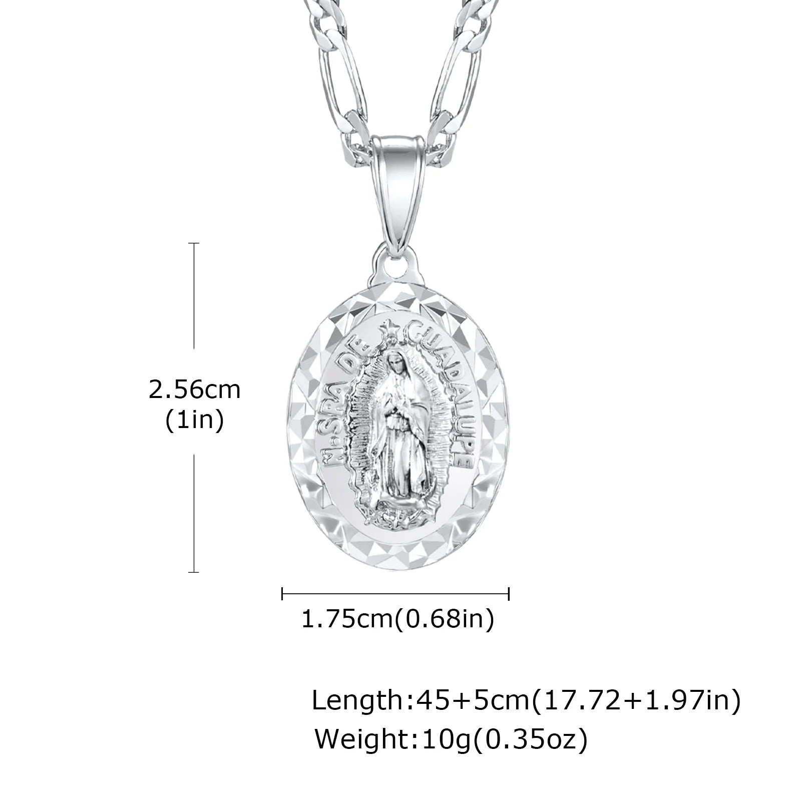 Virgin Mary Figaro Chain Pendant — SS