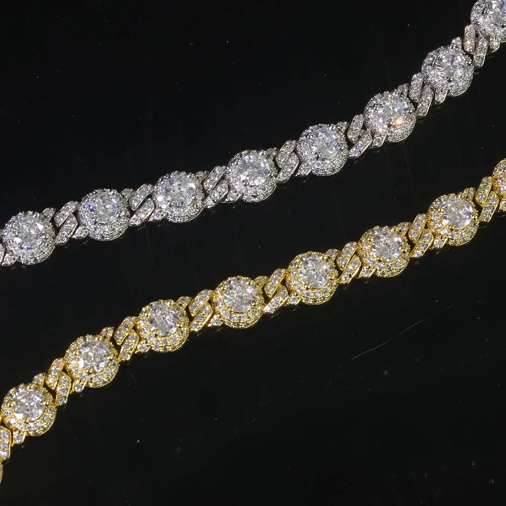 Iced Out Cuban Chain Necklace Stainless Steel Bead