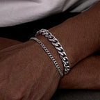 Rope Cuban Chain Bracelet 2pcs — Two-Tone