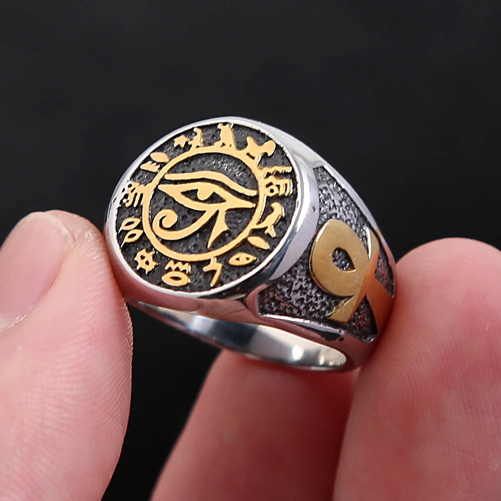 Egyptian Eye of Horus Ring — Stainless