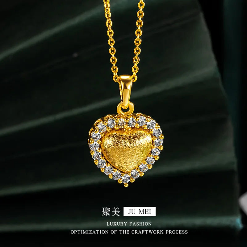 Iced Out Heart Gold Pendant Necklace
