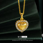 Iced Out Heart Gold Pendant Necklace