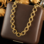 GANEMLY 316L Stainless Steel Asymmetry Chain Necklace For Women Gold Color Thick Chunky Collar Neck Chain Rust Proof Jewelry
