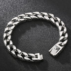 Polished Brushed Stainless Steel Cuban Chain Bracelet for Men Black Gold Color Nickel-Free Jewelry18-24CM Length Gift
