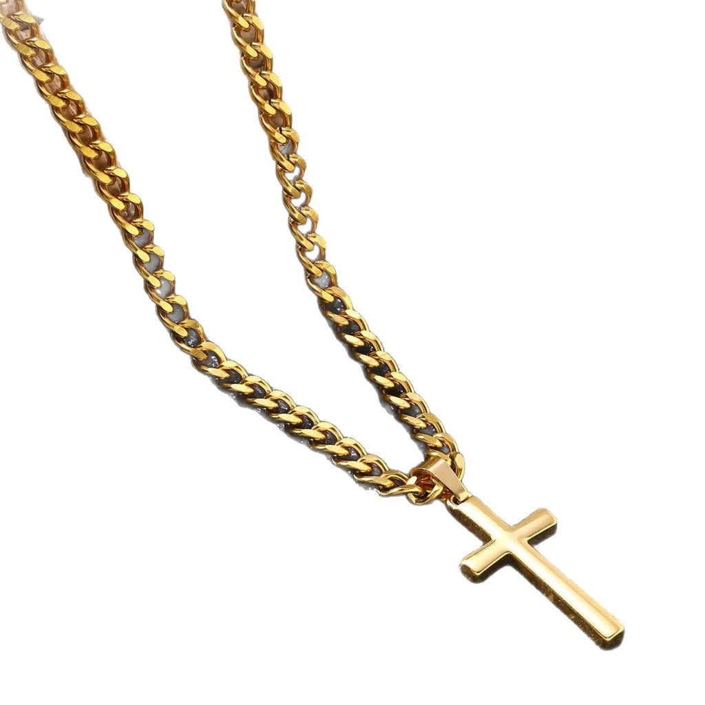 Luxury 24K 9999 Pure Gold real gold Cross Men Women Necklace Hip Hop Street Style Punk Vintage Pendant