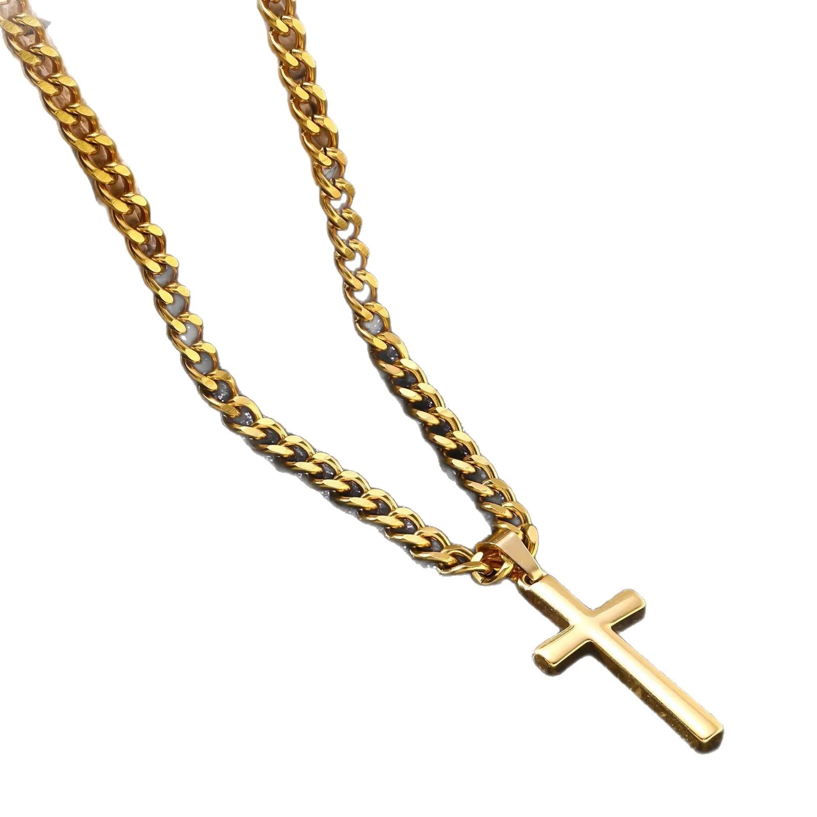 Luxury 24K 9999 Pure Gold real gold Cross Men Women Necklace Hip Hop Street Style Punk Vintage Pendant