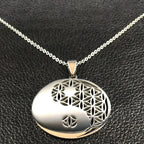 Yin Yang Flower of Life Stainless Steel Necklace for Women Men Silver Color Necklaces & Pendants Jewelry bisuteria N428-QKCS02