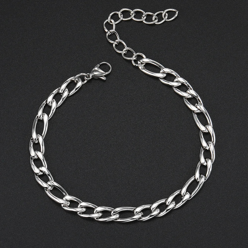 Gold Figaro Bracelet 316L Stainless Steel 5MM