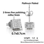 Silver Iced Out Square Stud Earrings CZ