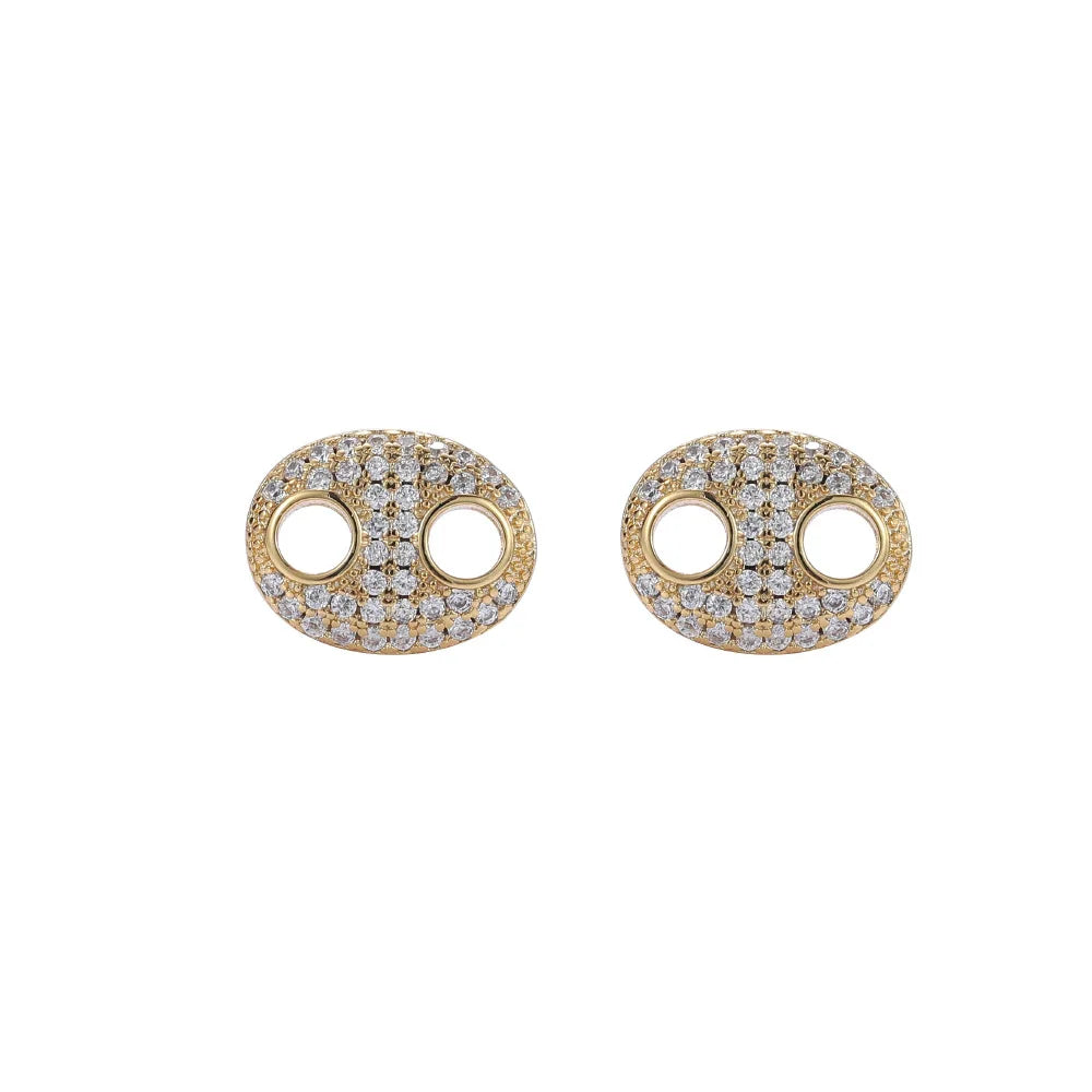 Iced Out Pig Nose Stud Earrings Stainless Steel