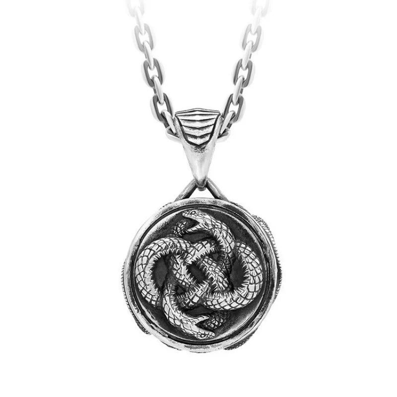 Copper Electroplated Gold Endless Glory Pendant 925Sterling Silver Men's Necklace Vintage Distressed Necklace with Amber Stone I