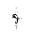 Fashion Vintage Rose Cross Necklace for Man Woman Punk 316L Stainless Steel Couple Pendant Creative Amulet Jewelry