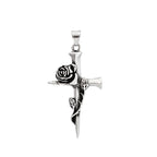 Fashion Vintage Rose Cross Necklace for Man Woman Punk 316L Stainless Steel Couple Pendant Creative Amulet Jewelry