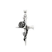 Vintage Rose Cross Pendant Necklace — 316L Stainless