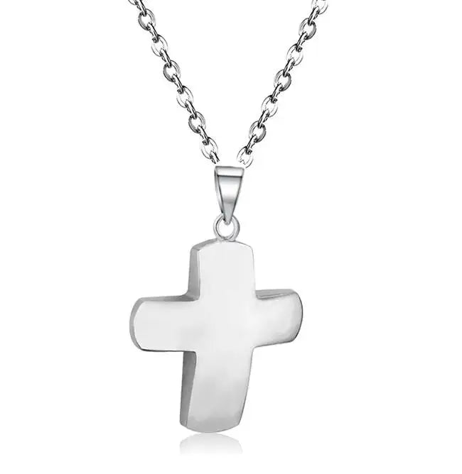 Simple Cross Necklace For Women Men Stainless Steel Chains Religion Cross Pendants Prayer Gifts with 50cm Chain