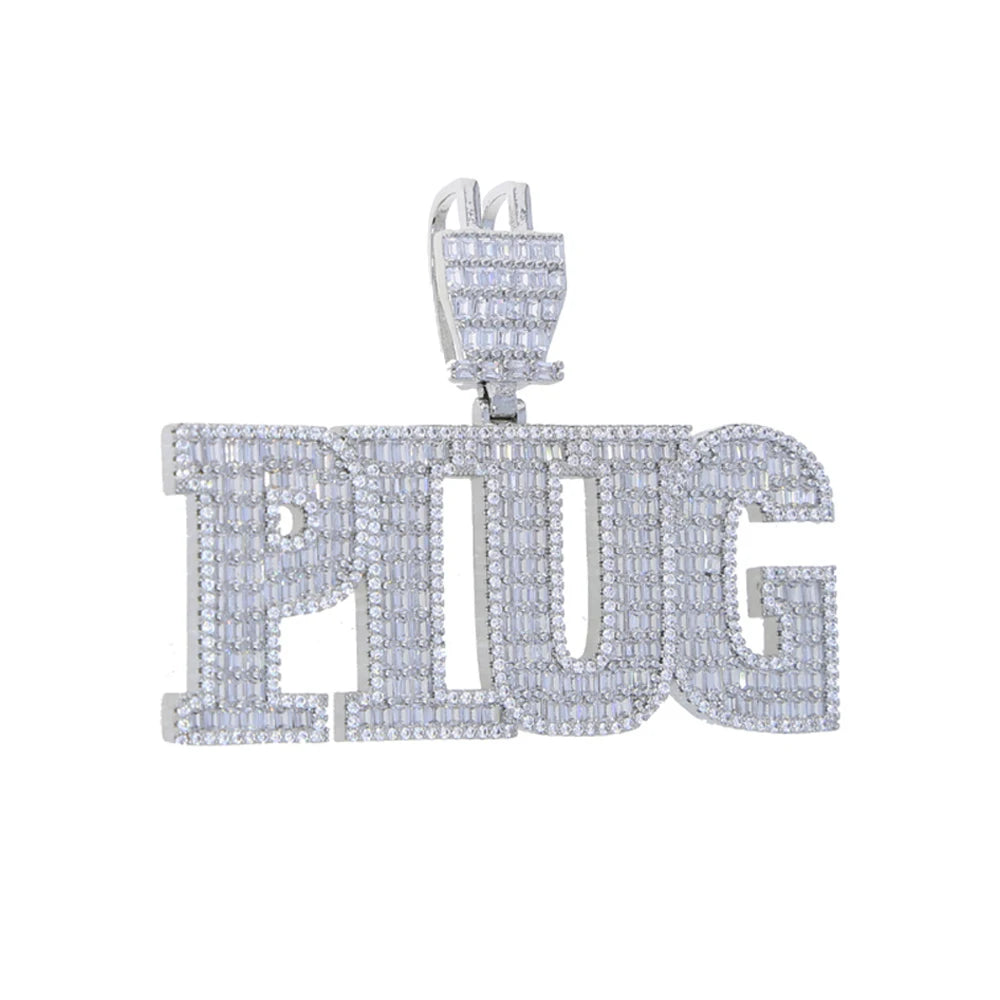 New Iced Out Bling CZ Letter Cross Pendant Necklace Various Design 5A Zircon Two Tone Color Badge Charm Men's Hip Hop