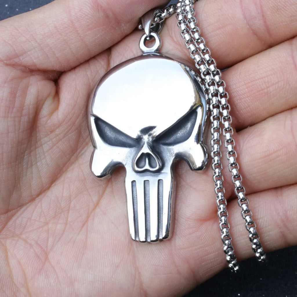 Fashion Retro Punk Skull Men's Pendant Necklace Vintage Hip Hop Titanium Steel Stainless Steel Necklace Gifts Wholesale