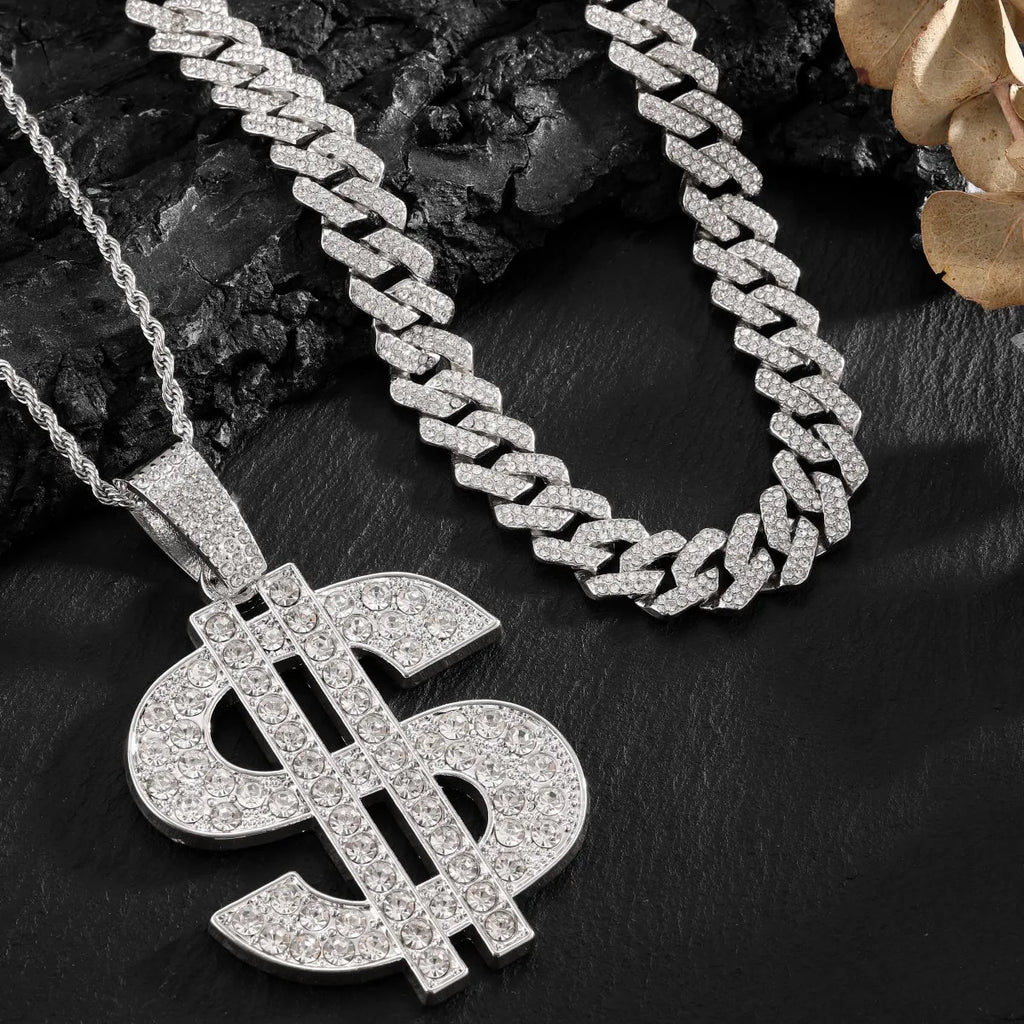 Hip Hop Fashion Accessories From Europe And America HIPHOP Dollar Shaped Pendant Necklace Hip-hop Men's Necklace Pendant