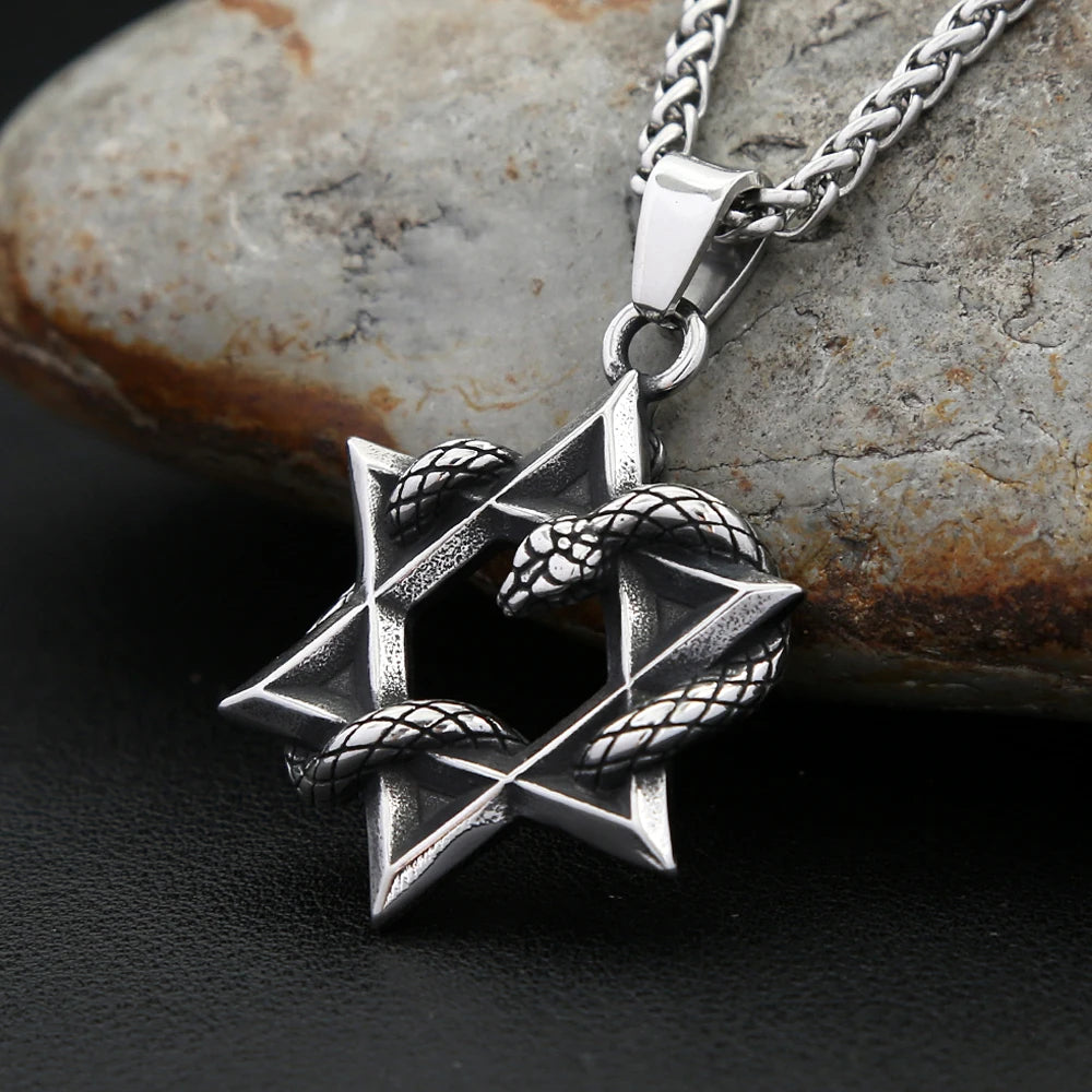 Star Snake Steel Pendant Punk Vintage David Hexagram