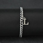 A-Z Initial Letter Cuban Chain Bracelet — Stainless Steel