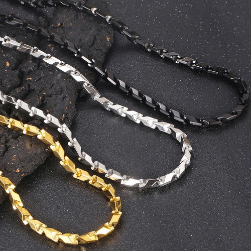 Men's Hip Hop Solid Chain Set 316L Stainless Steel Rope Necklace & Bracelet Man Punk Gothic Male Jewelry Accessories