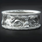 Creative Hot Selling Dual Eye Gaze Ring European And American 925 Silver Plated 18k Gold Relief Carved Eye Men's Ring