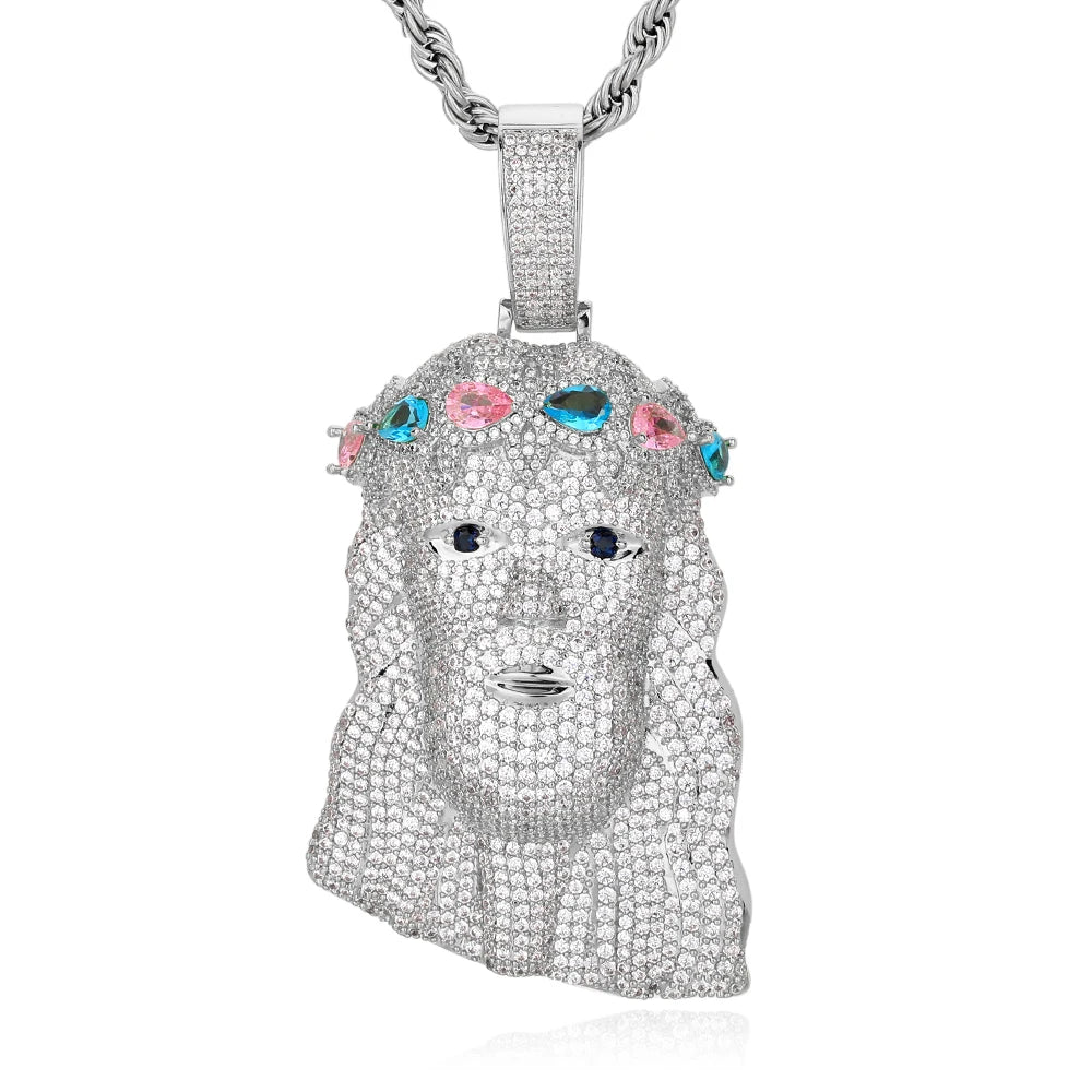 Rose Gold Jesus Head Pendant Iced Out