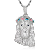 Rose Gold Jesus Head Pendant Iced Out