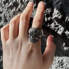Retro Floral Cross Skull Ring for Men Steampunk Gothic Adjustable Open Ring Biker Jewelry Streetwear Accessories Unisex
