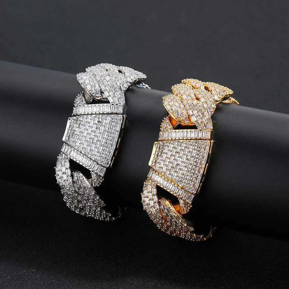Iced Out Cuban Chain Necklace Stainless Steel 24MM
