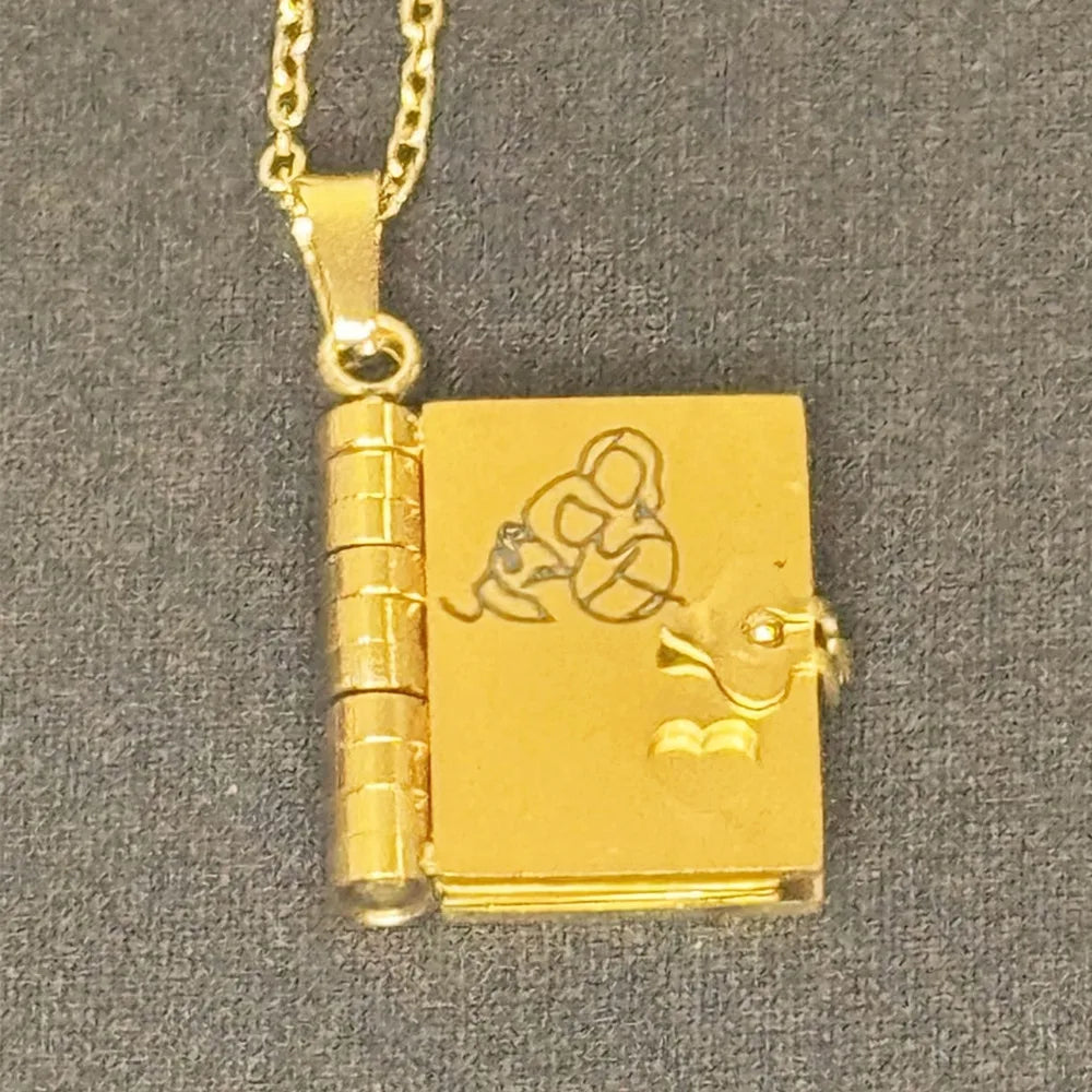 Spanish Granddaughter Book Necklace Engraved Information Heart Locket Pendant Gifts From Grandma Jewelry