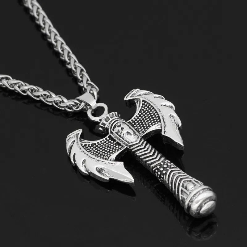 Fashion Axe Pendant Necklace Bronze Silver Axe Viking Pendants Viking Slavic Necklaces Punk Choker Jewelry Wholesale Accessories